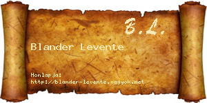 Blander Levente névjegykártya